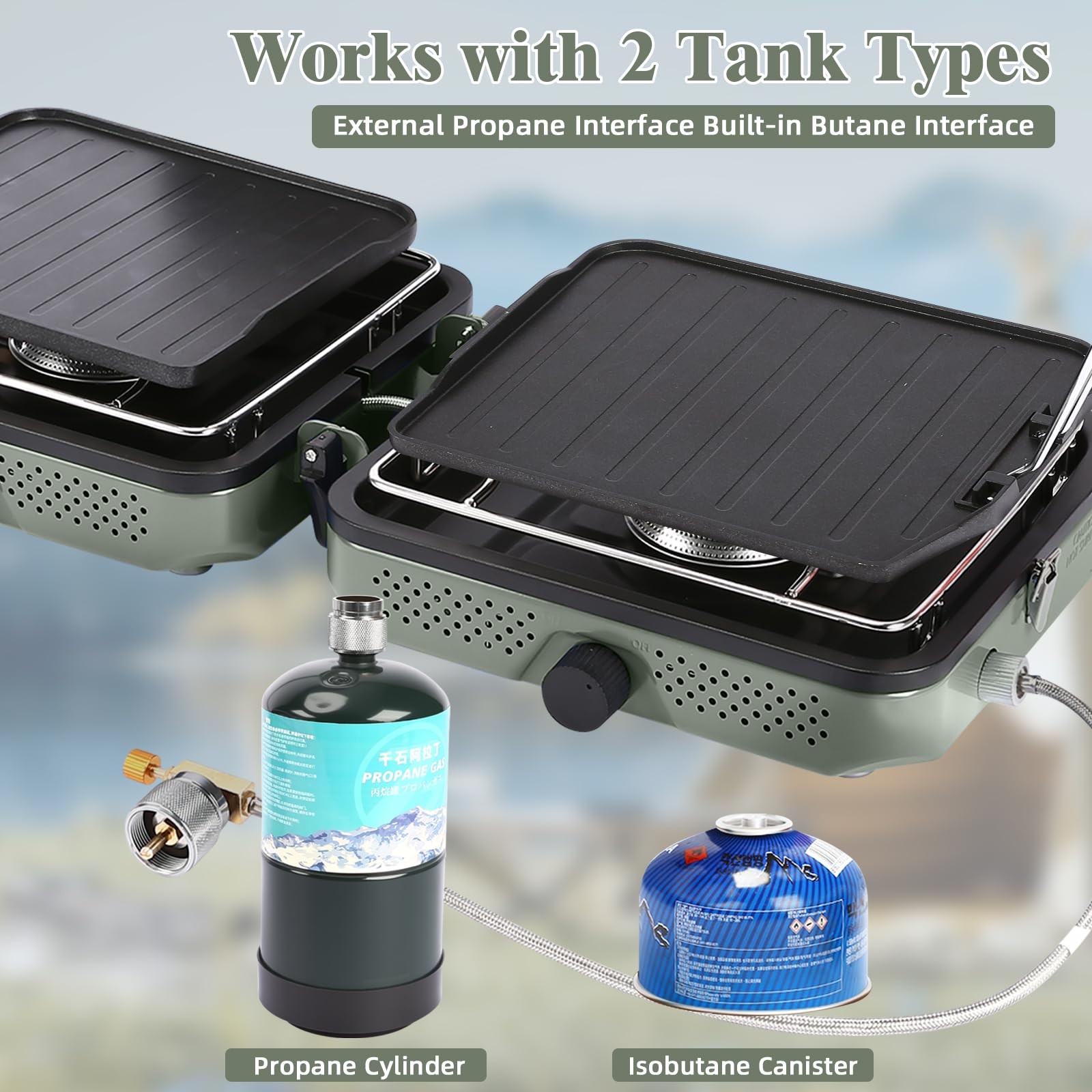 Camping Stove,2 Burner Propane Camping Stove,Dual Griddles,30,000 BTU Portabl…