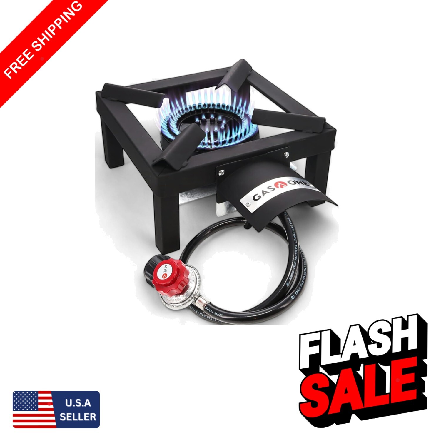 High-Output Single Propane Burner with Heat Shield for Ultimate Outdoor Cooking