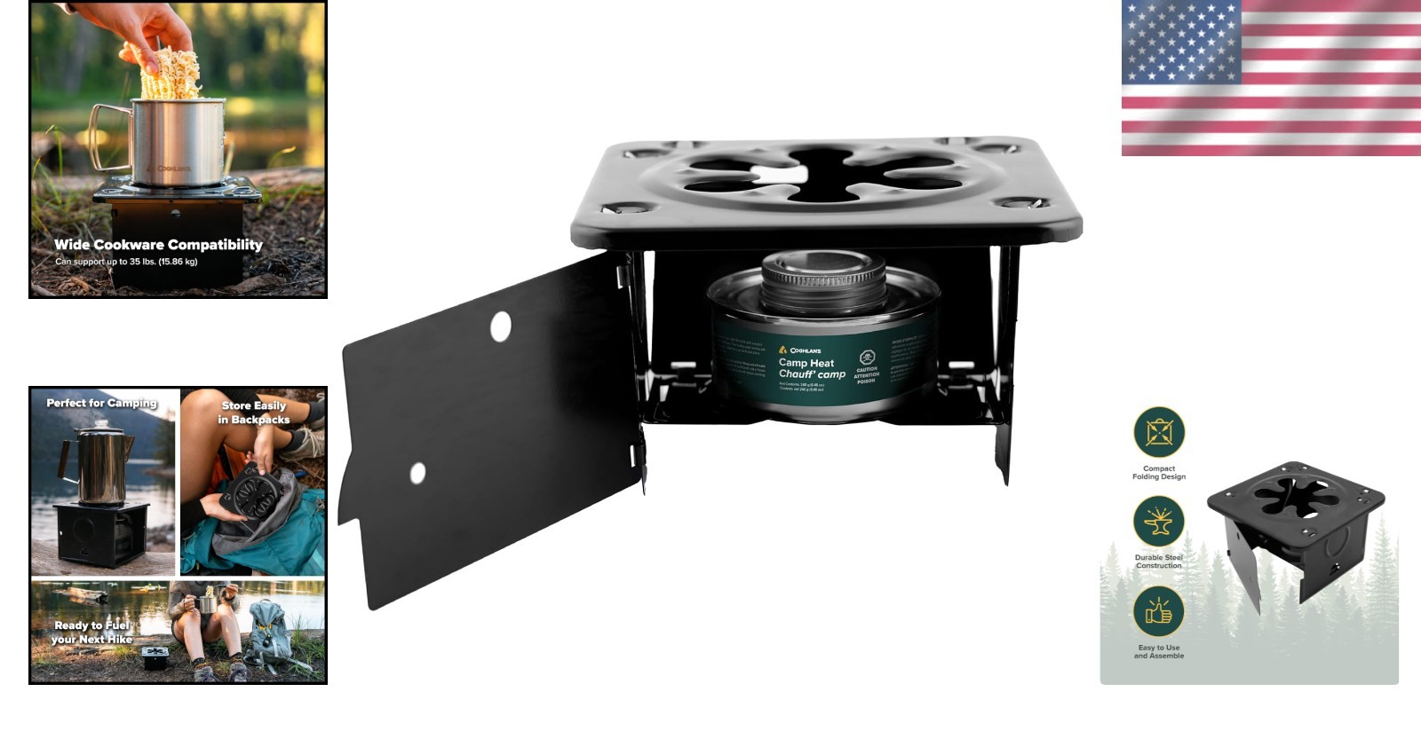 Portable Folding Camping Stove Compact Lightweight Steel for Backpacking Hiking