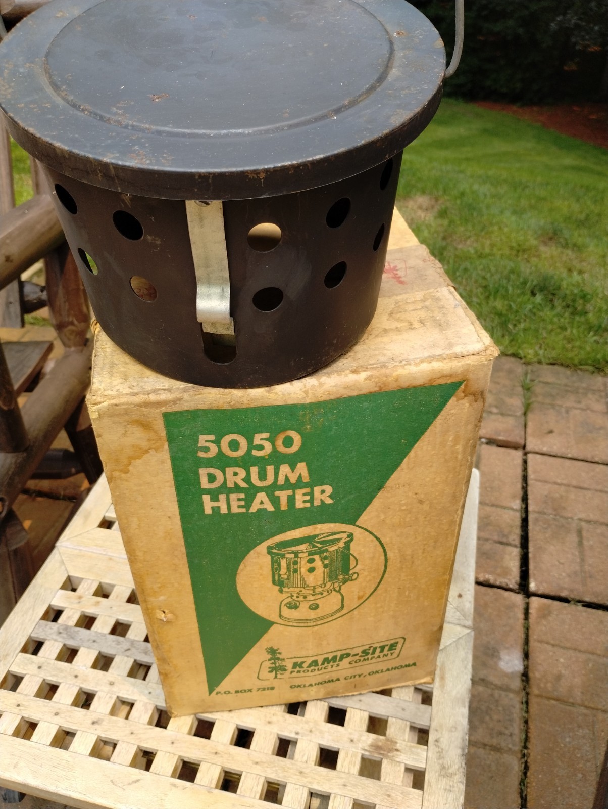 VINTAGE KAMP-SITE 5050 DRUM HEATER FOR COLEMAN 500 SERIES STOVES RARE W/BOX