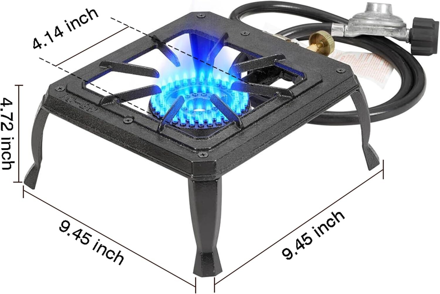 Cast Iron Propane Stove Single Burner Outdoor Cooker Portable Heavy Duty Black