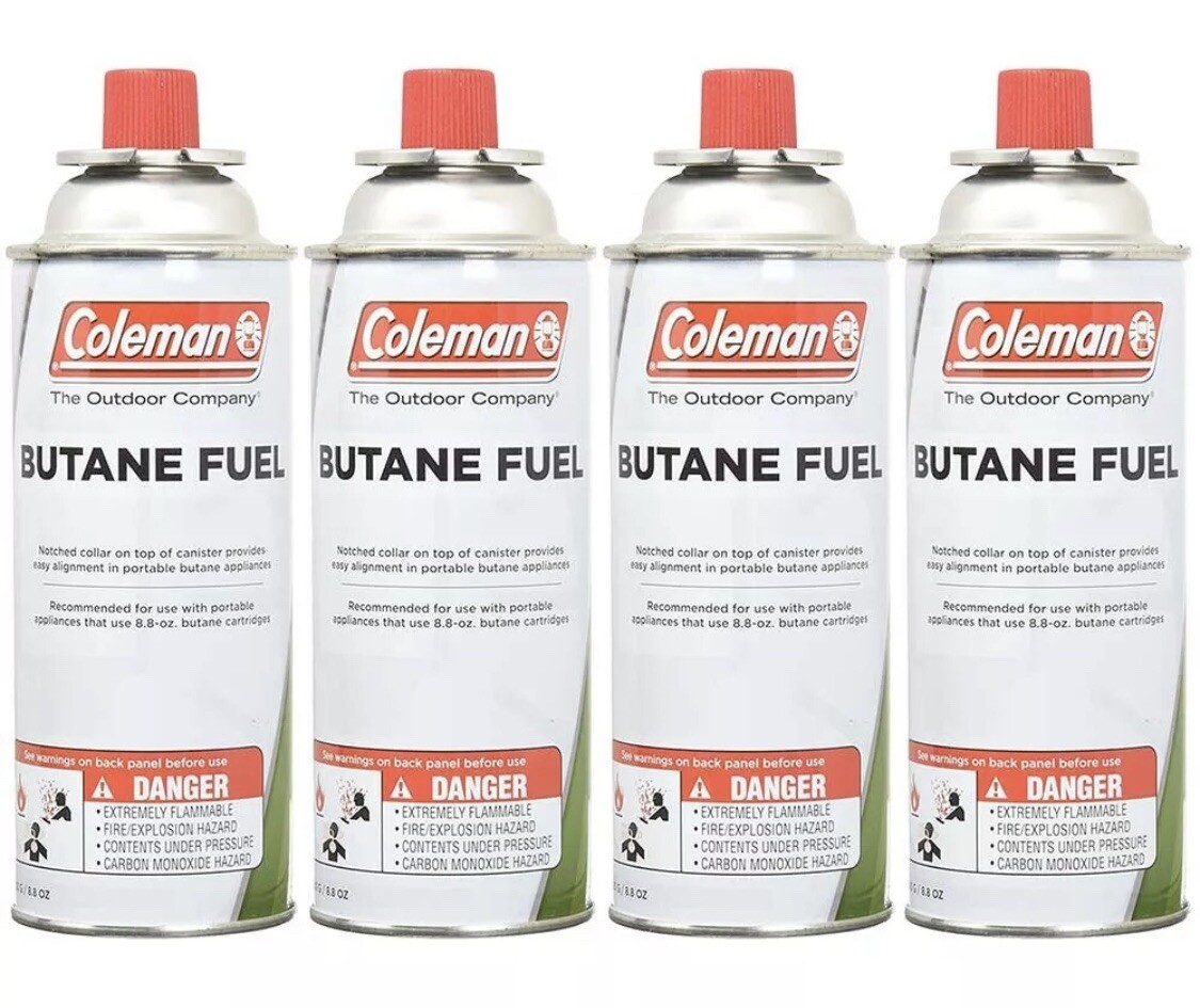 4 Cans Coleman Butane Stove Camp Fuel 8.8OZ Emergency Survival Camping.