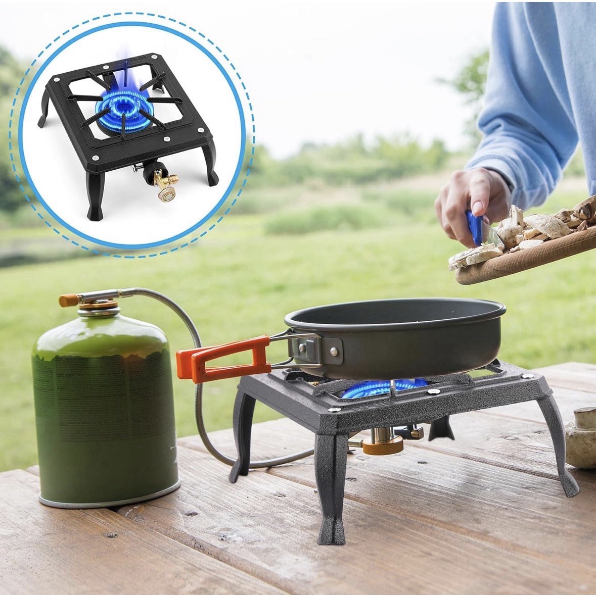 2 Pack-Portable Single Burner Cast Iron Propane LPG Gas Stove Outdoor Camping