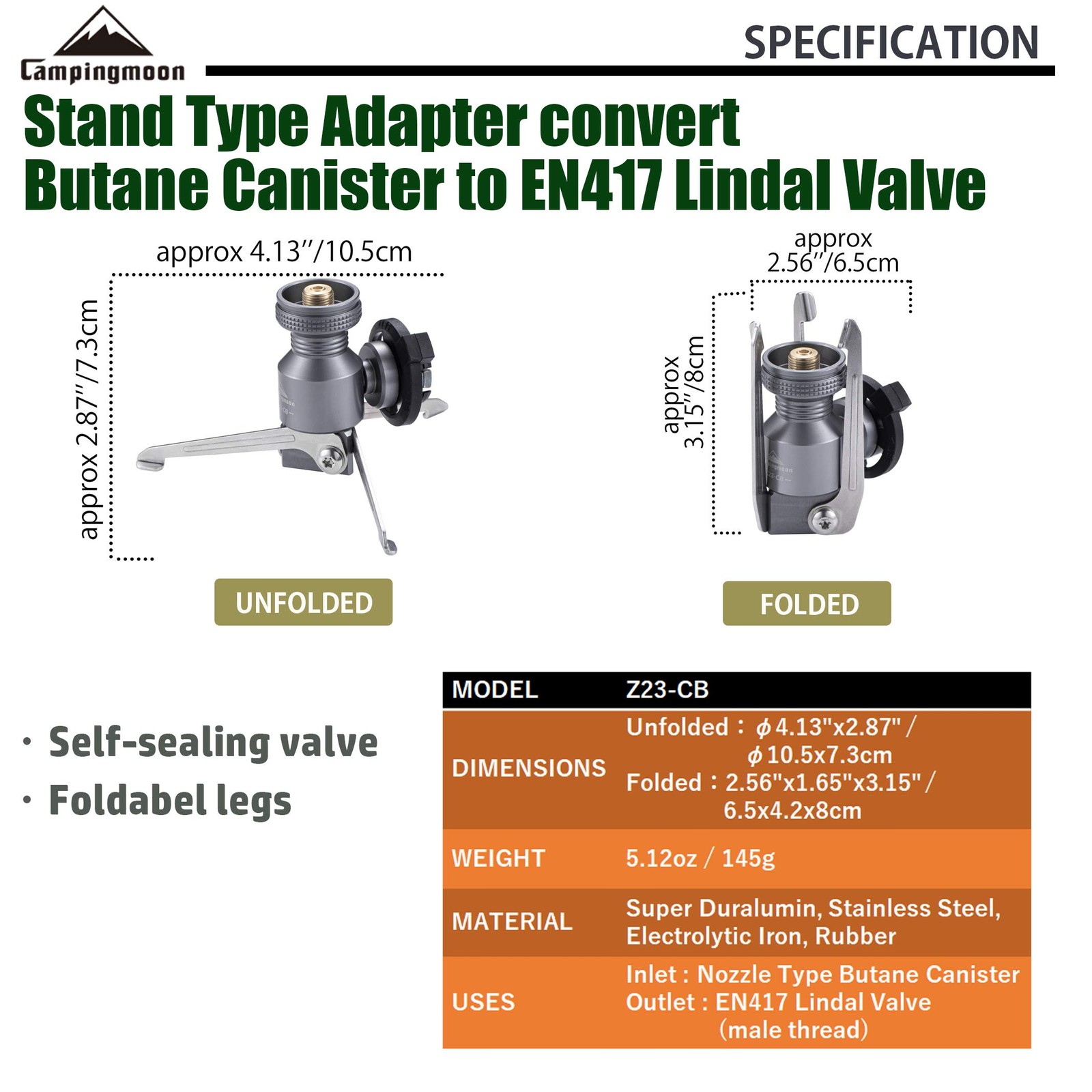 Butane Gas Canister Adapter for EN417 Lindal Valve Camping Stoves & Lanterns