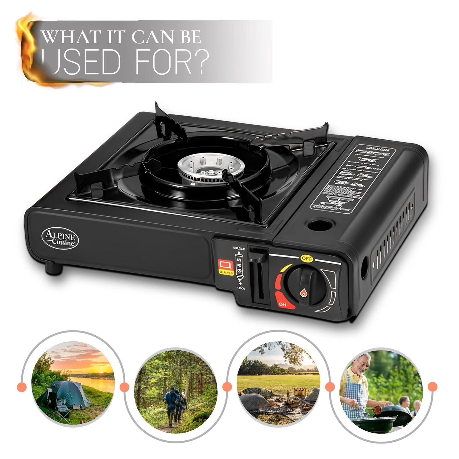 Alpine Cuisine Iron Butane Gas Stove with Customized Package, Camp Kitchen