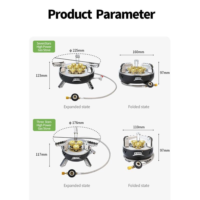 Brs 3/7-core Camping Gas Stove High Power Portable Tourist Burner Outdoor Electr