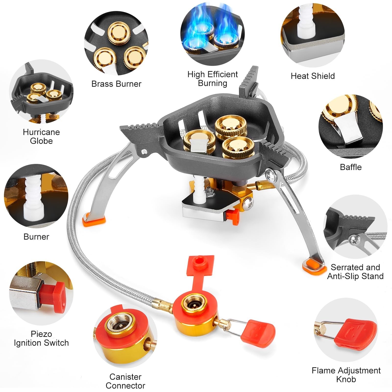 WADEO 7200W Windproof Camping Stove for Outdoor Backpacking Hiking and Picnic