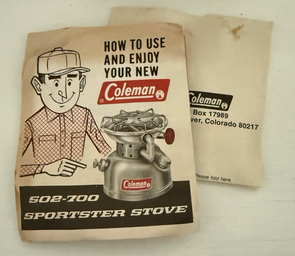 Vintage Coleman 502-700 Sportster Stove w/ Original Box & Paperwork Dated 9/79