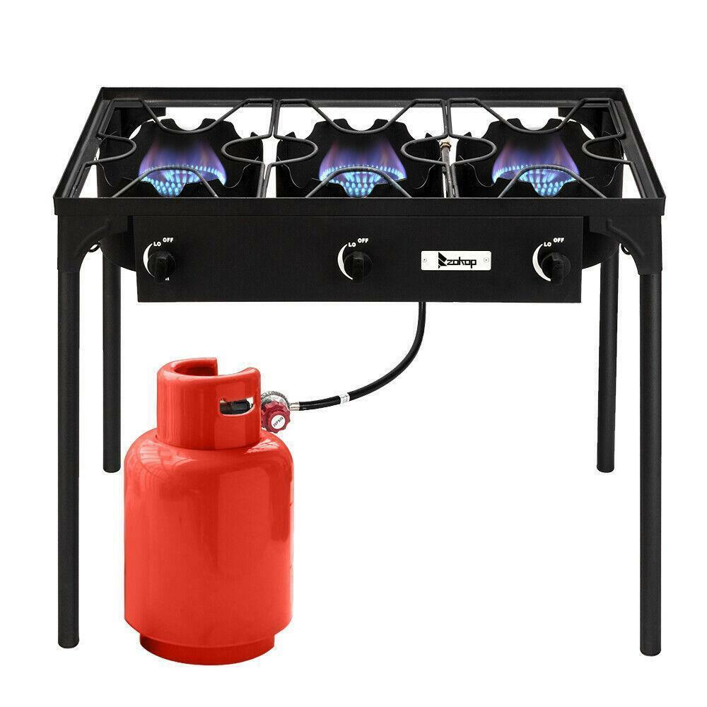 Professional Outdoor Stove Propane Burner – Portable 3 Cooker Camping BBQ Grill