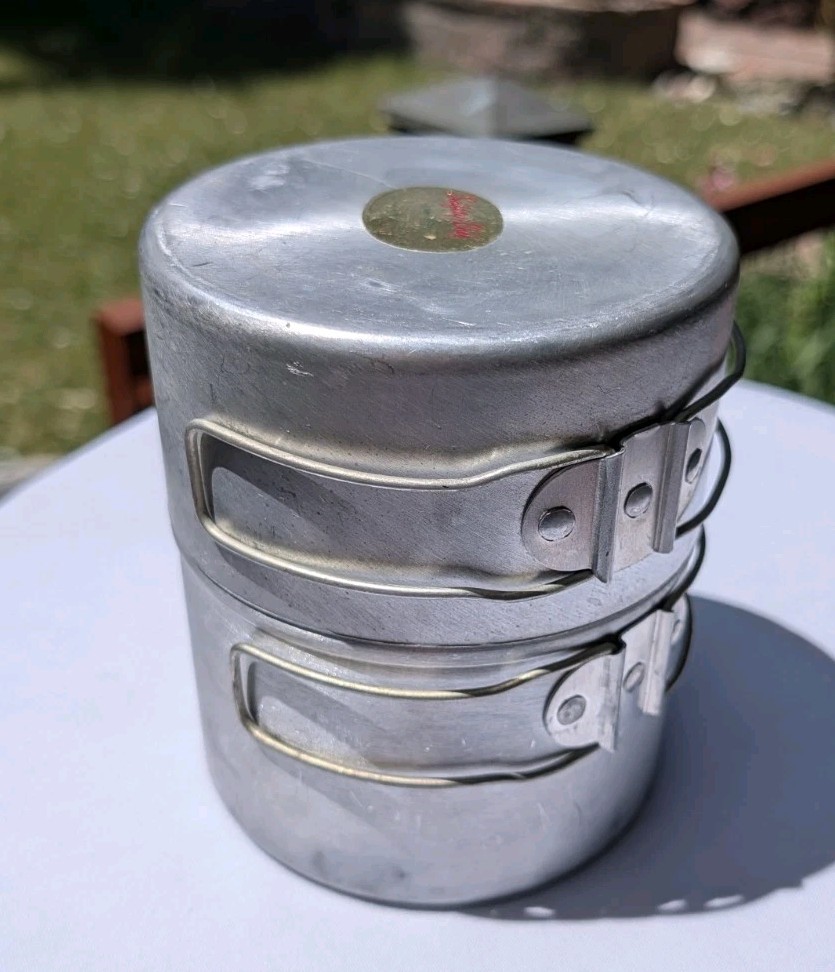 Vintage Svea 123 Brass Backpacking Camp Stove Optimus Sweden w/ Safety Chef Pots