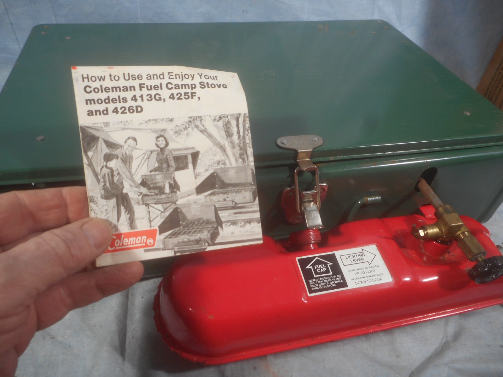 Vintage Coleman Two Burner Camp Stove Model 425F With Box And Manual