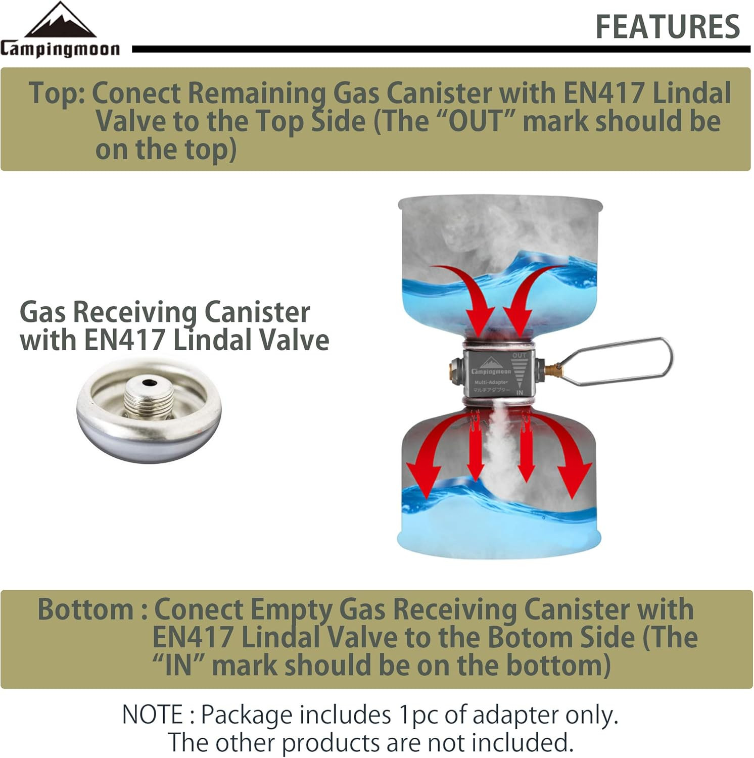 Fuel Canister Refill Adapter, Isobutane Refill Adapter, Butane Gas Refill Adapte