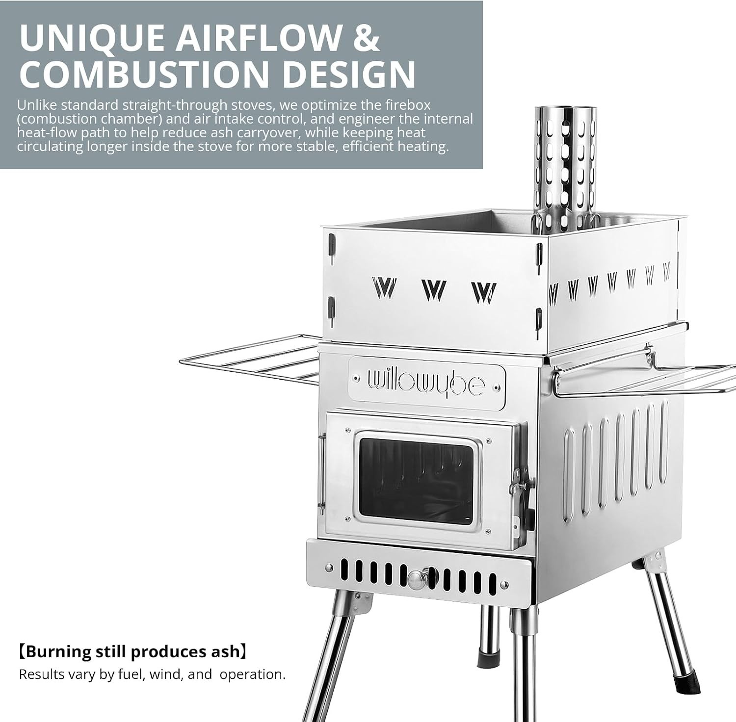 Willowybe Outdoor Sauna Tent Stove, Rocket Stove, Portable Camping Wood Stove