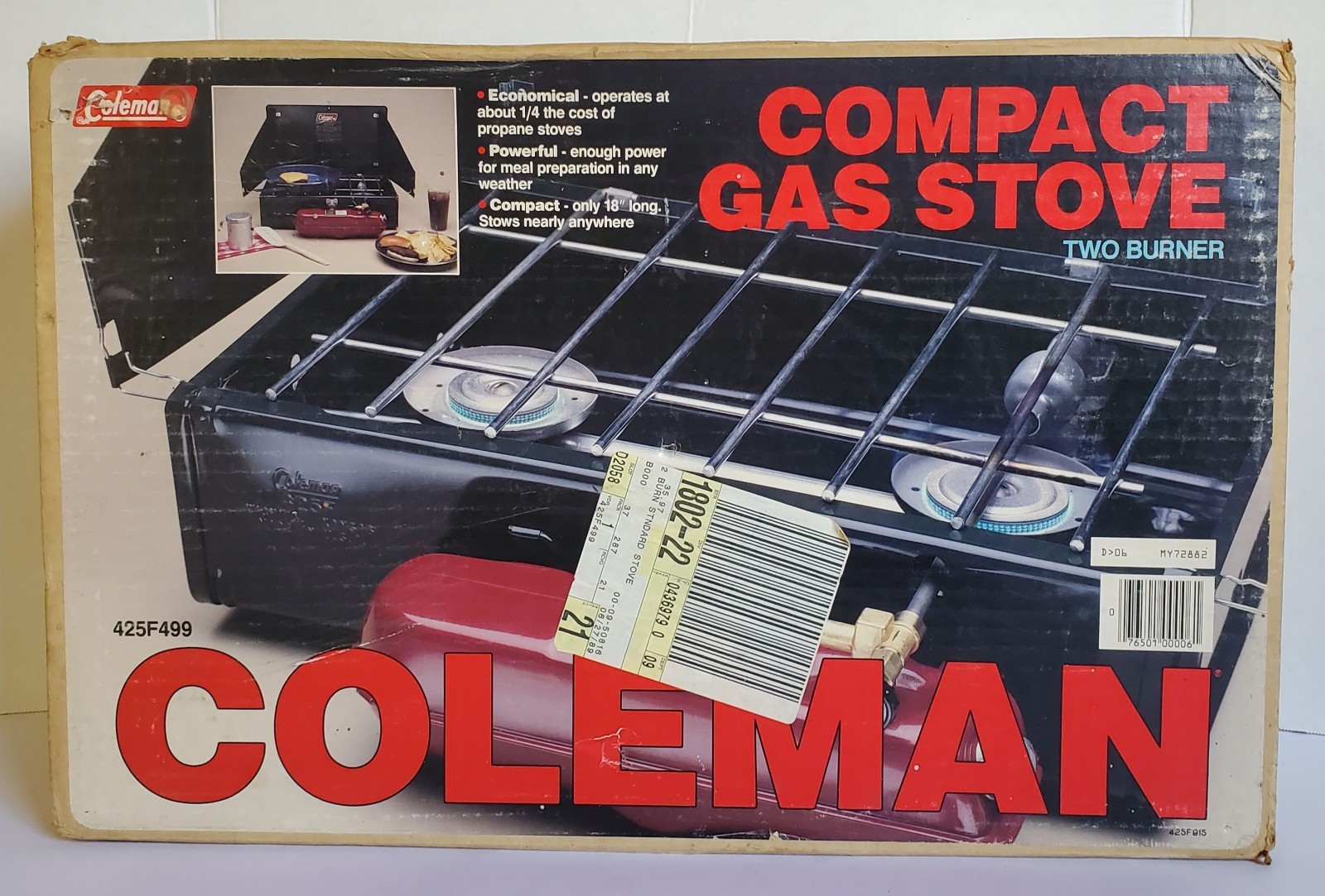 Coleman 2 Burner Compact Gas Camping Stove 425F499 Brand New in Sealed Box 80’s