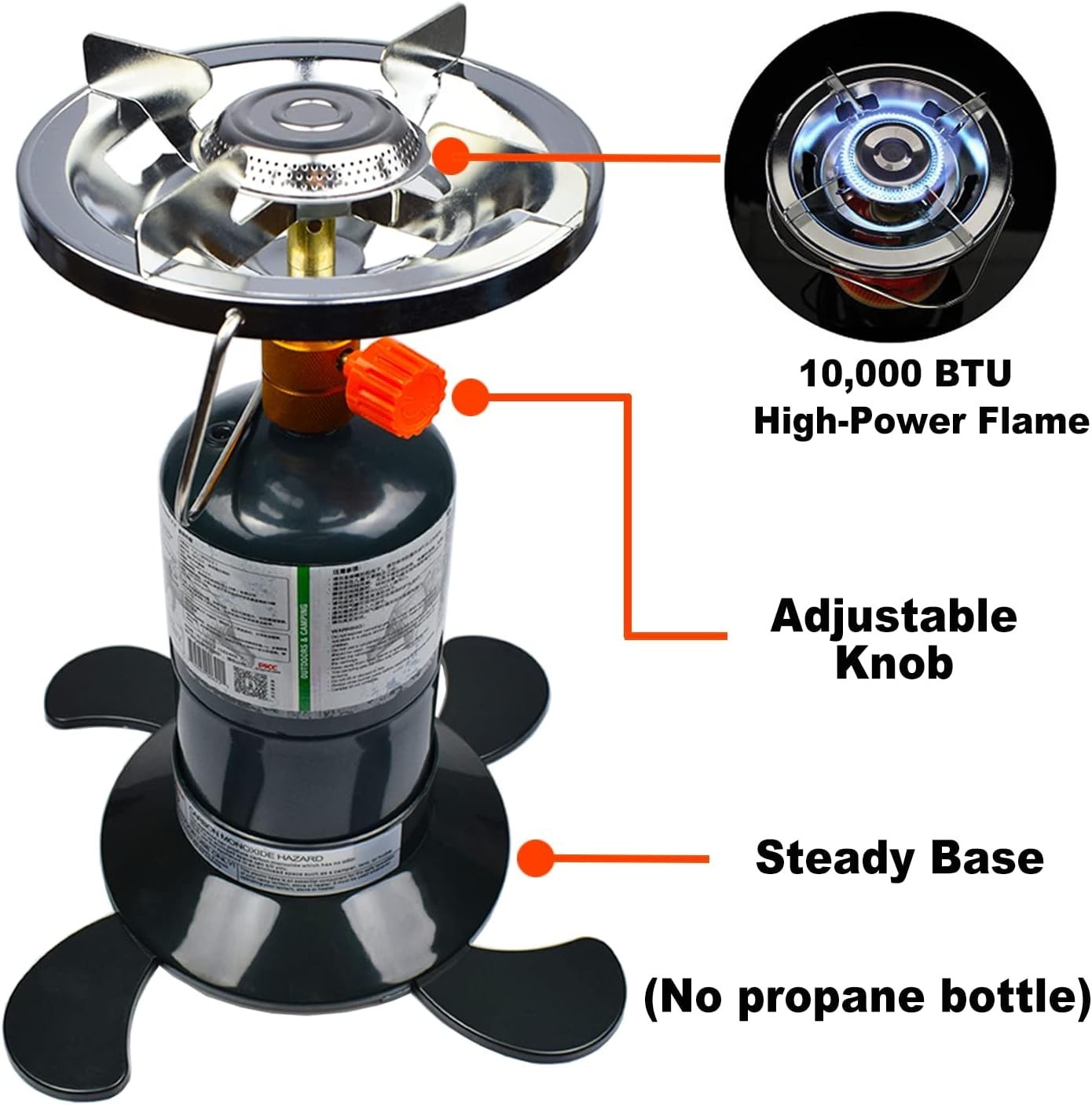 Portable 10,000 BTU Camping Propane Stove Set w/ Carry Case & Adjustable Burner