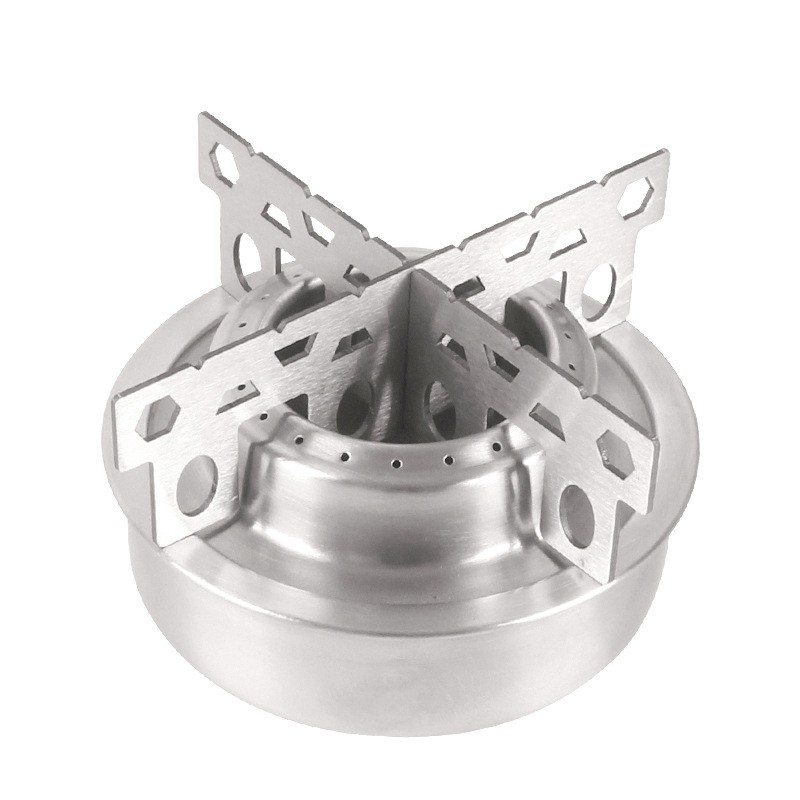Mini Stainless Steel Outdoor Camping Alcohol Stove Cooking Burner W/Cross Stand