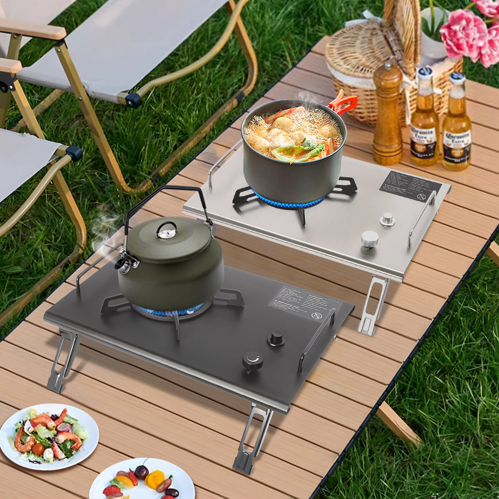 Portable 13,648 BTU Gas Stove, Stainless Steel, Single-Burner, Camping Stove