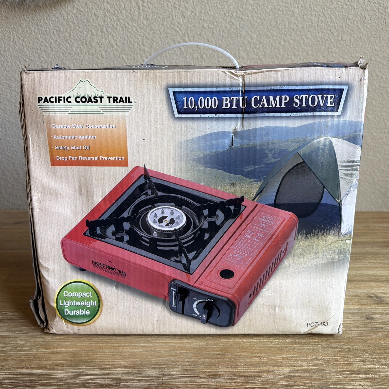 New Pacific Coast Trail 10,000 BTU Camp Stove PCT193 Durable Steel Auto Ignition