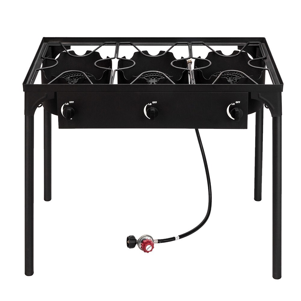 Portable Propane 3 Burner Gas Cooker 225,000-BTU Outdoor Camping Stove Pot Grill