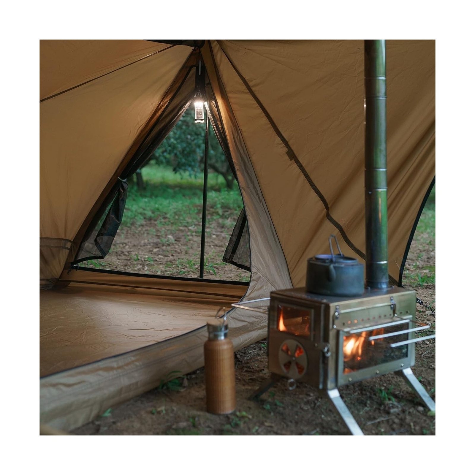 Portable Camping Wood Stove with View Glass and Cooking Function, 8 Stainless…