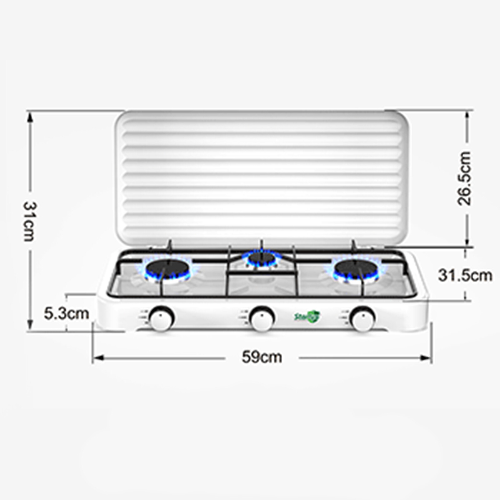 Outdoor Portable Gas Camping Stove Gas Cooker w/Lid 2.2kw*2+1kw*1 3 Burners