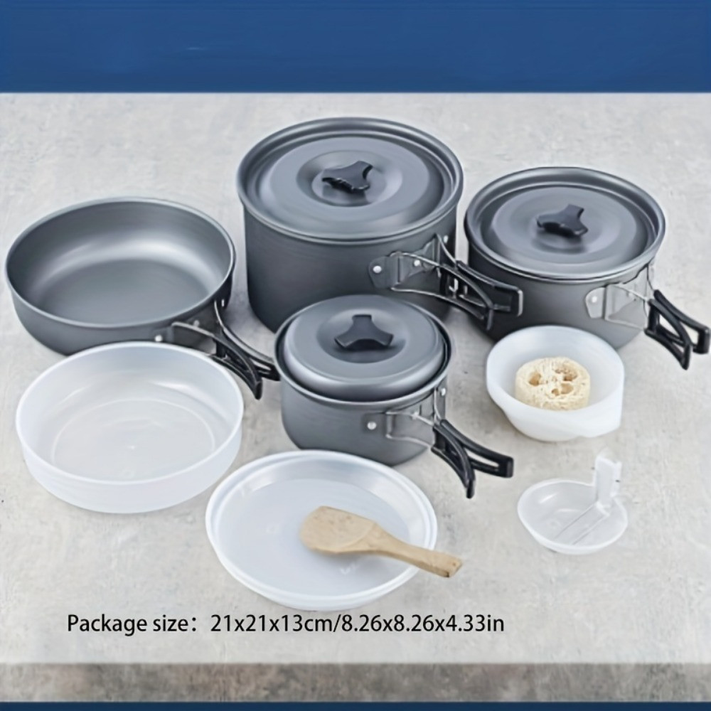 Outdoor Camping Pot Set 1-3 People Portable Folding RV Picnic Barbecue