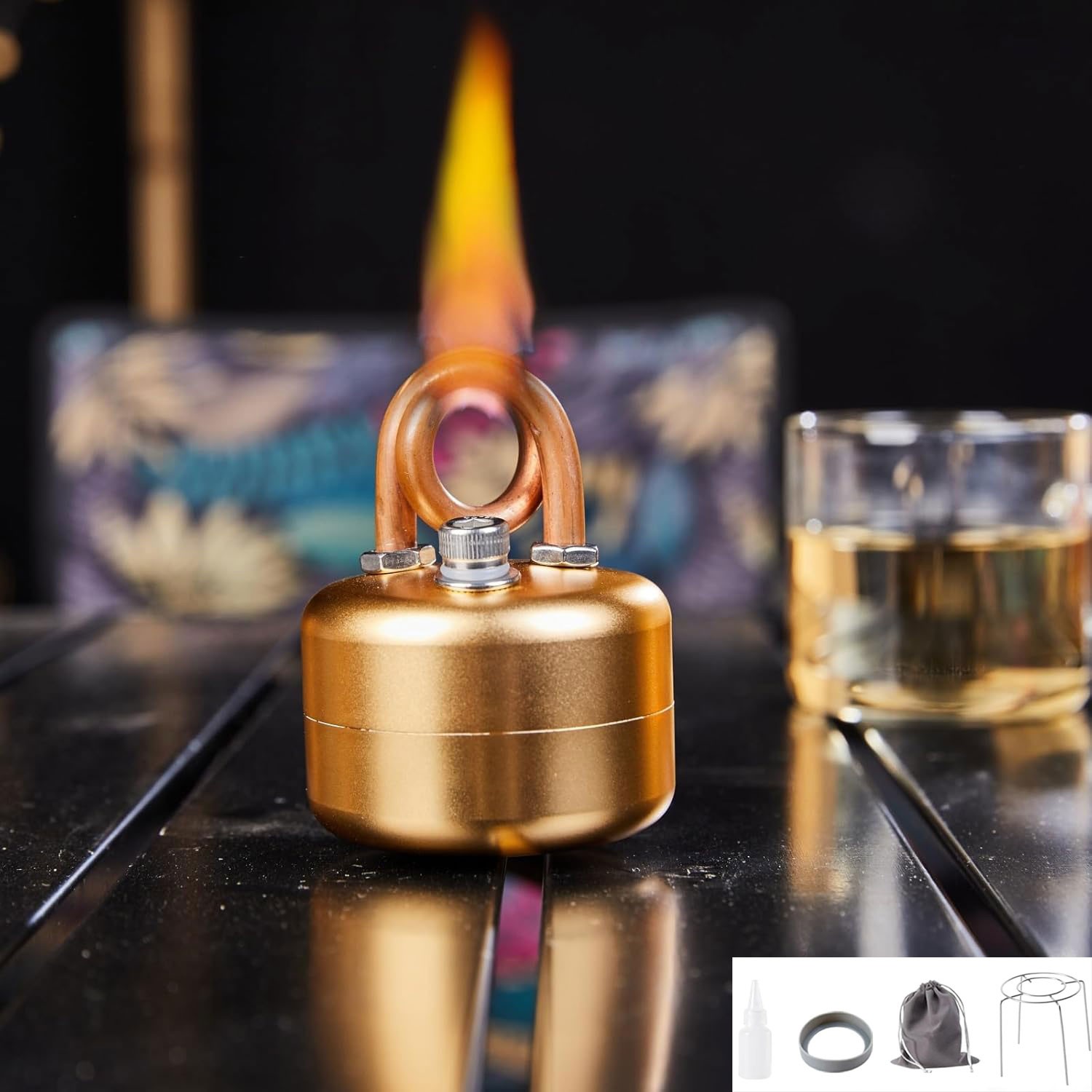 Mini Alcohol Camping Stove – Lightweight Brass & Aluminum Spirit Burner Outdoor