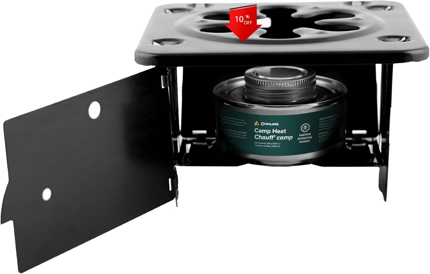 Portable Folding Camping Stove — Steel Cooking Stove, Black