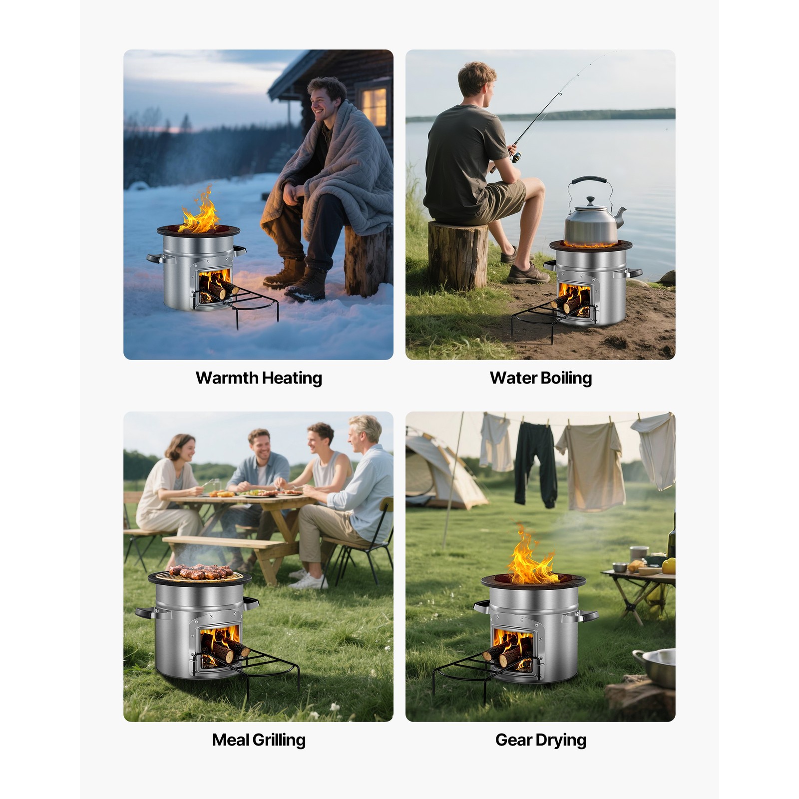 Uimoso Portable Camping Rocket Stove with Carry Bag for Wood Burning