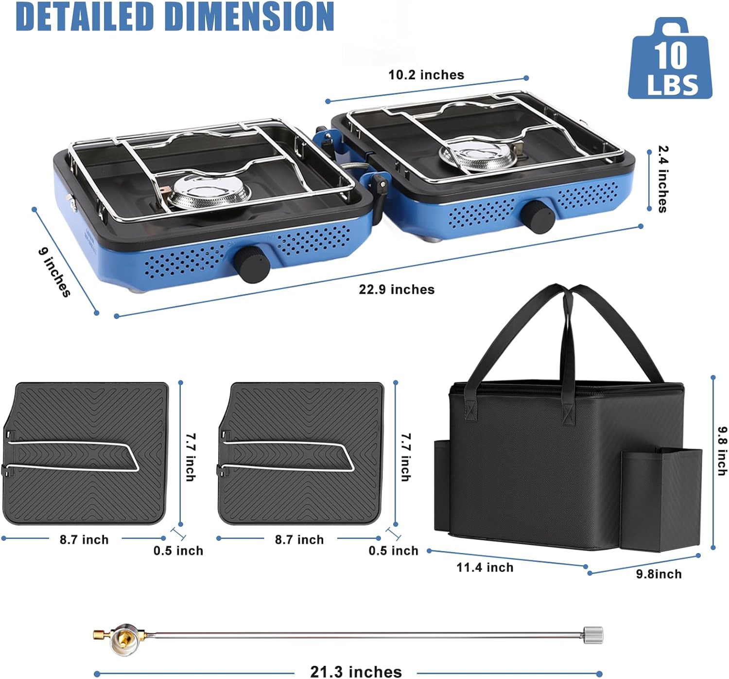 Portable 2-Burner Propane Camping Stove with Carry Bag – 30,000 BTU