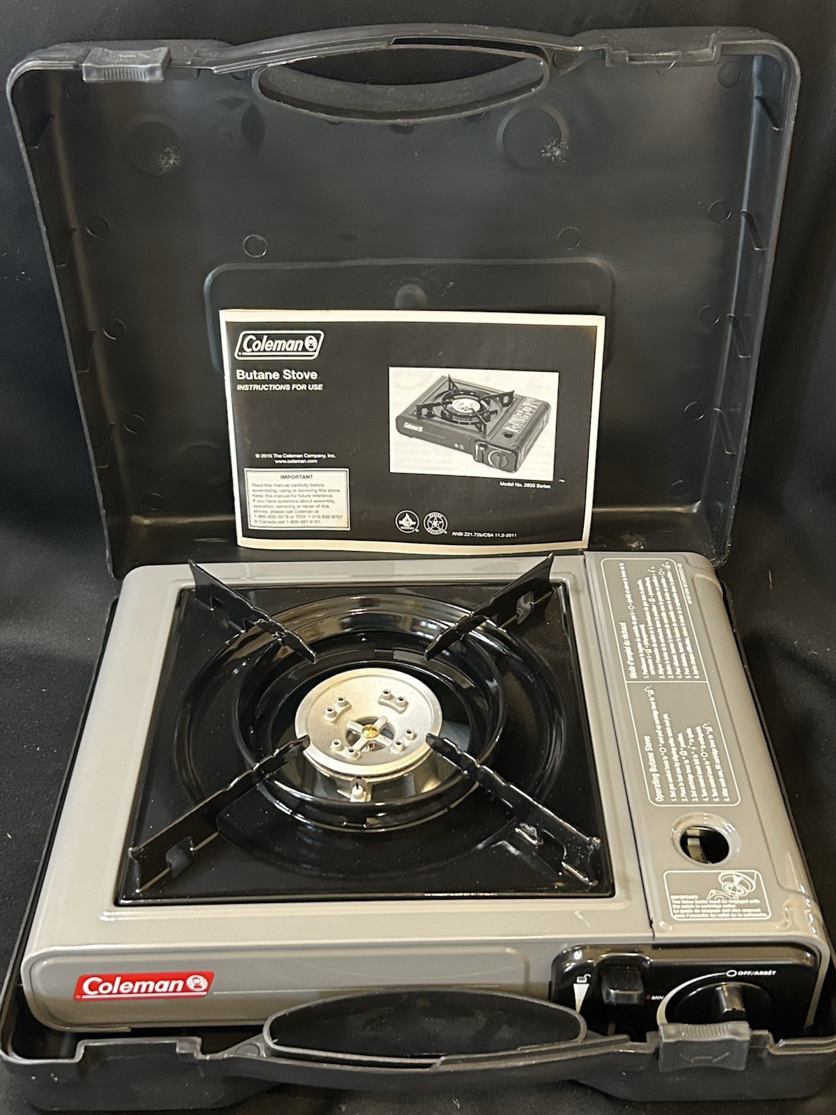 Coleman Portable 1-Burner Butane Gas Stove 2800 Series w/Case, Grey, New