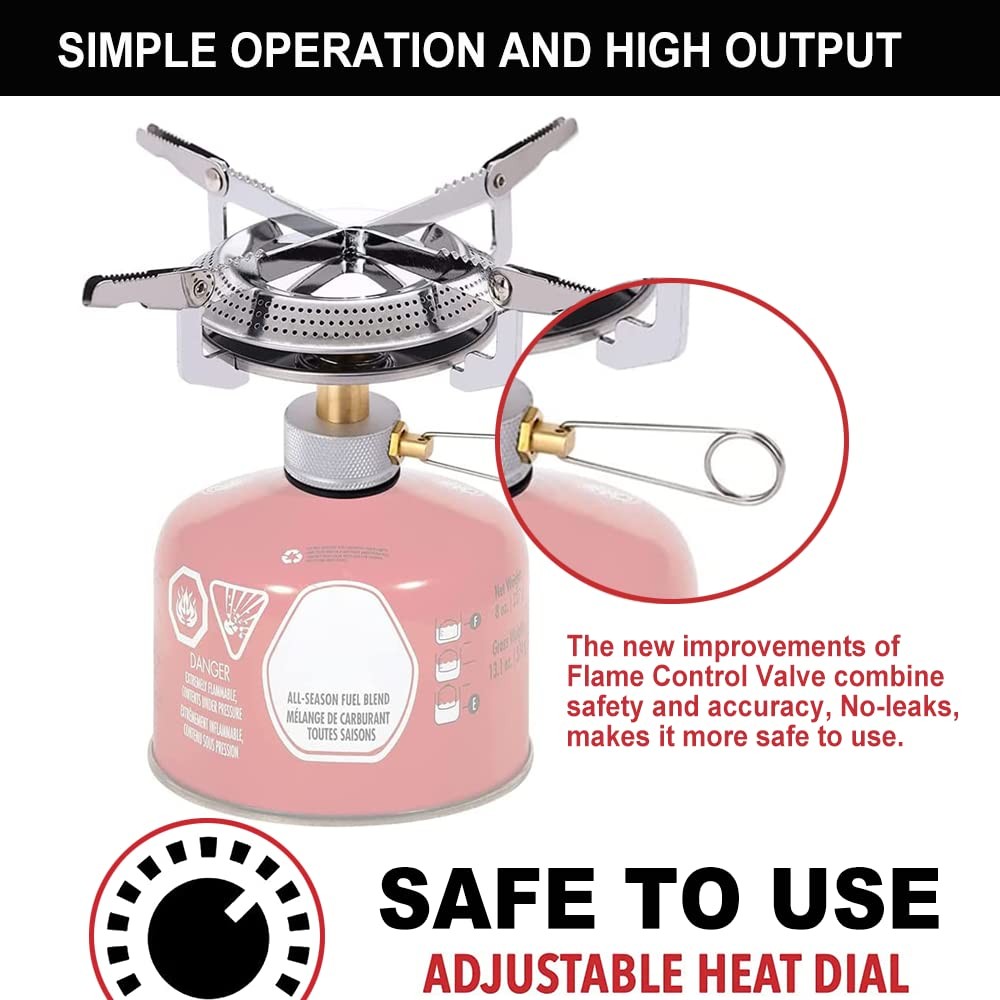 Propane Stove Portable Isobutane Camping Stove with Gas Adapter – 10,000 BTU …