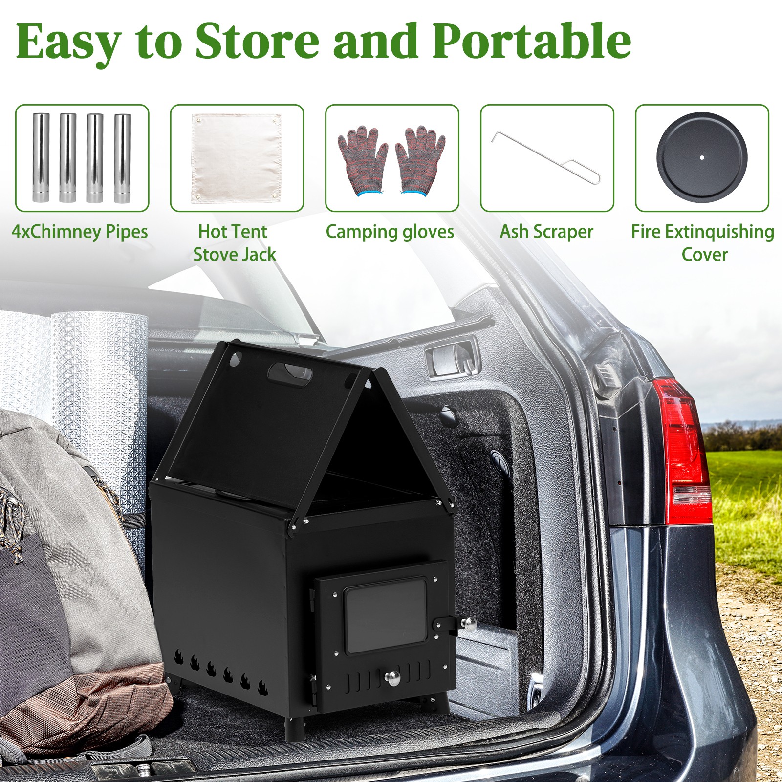 New Wood Burning Stove Tent Stove for Patio Heating Folding Portable Wood Stove