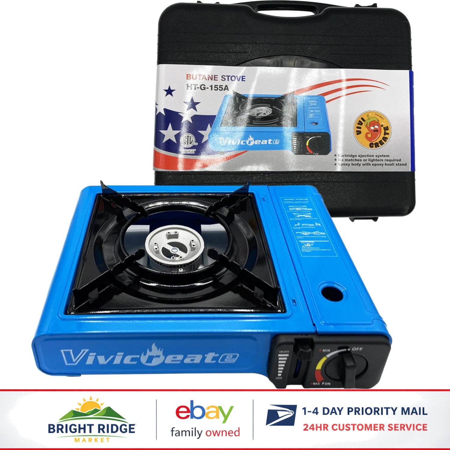Efficient 7000 BTU Butane Camping Stove with Easy Ignition and Safety Lock