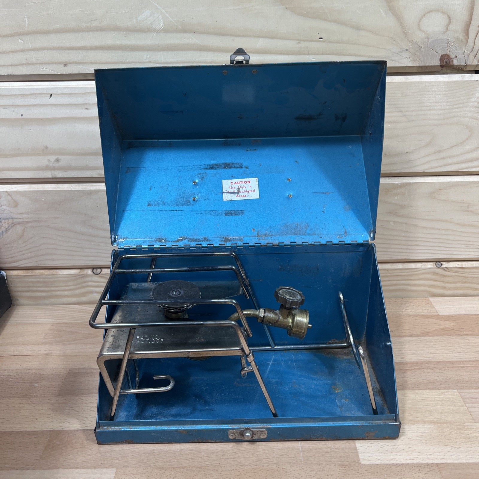 Vtg Rare Turner Portable Single Burner Propane Gas Cap Stove L-104 W/ Box Works