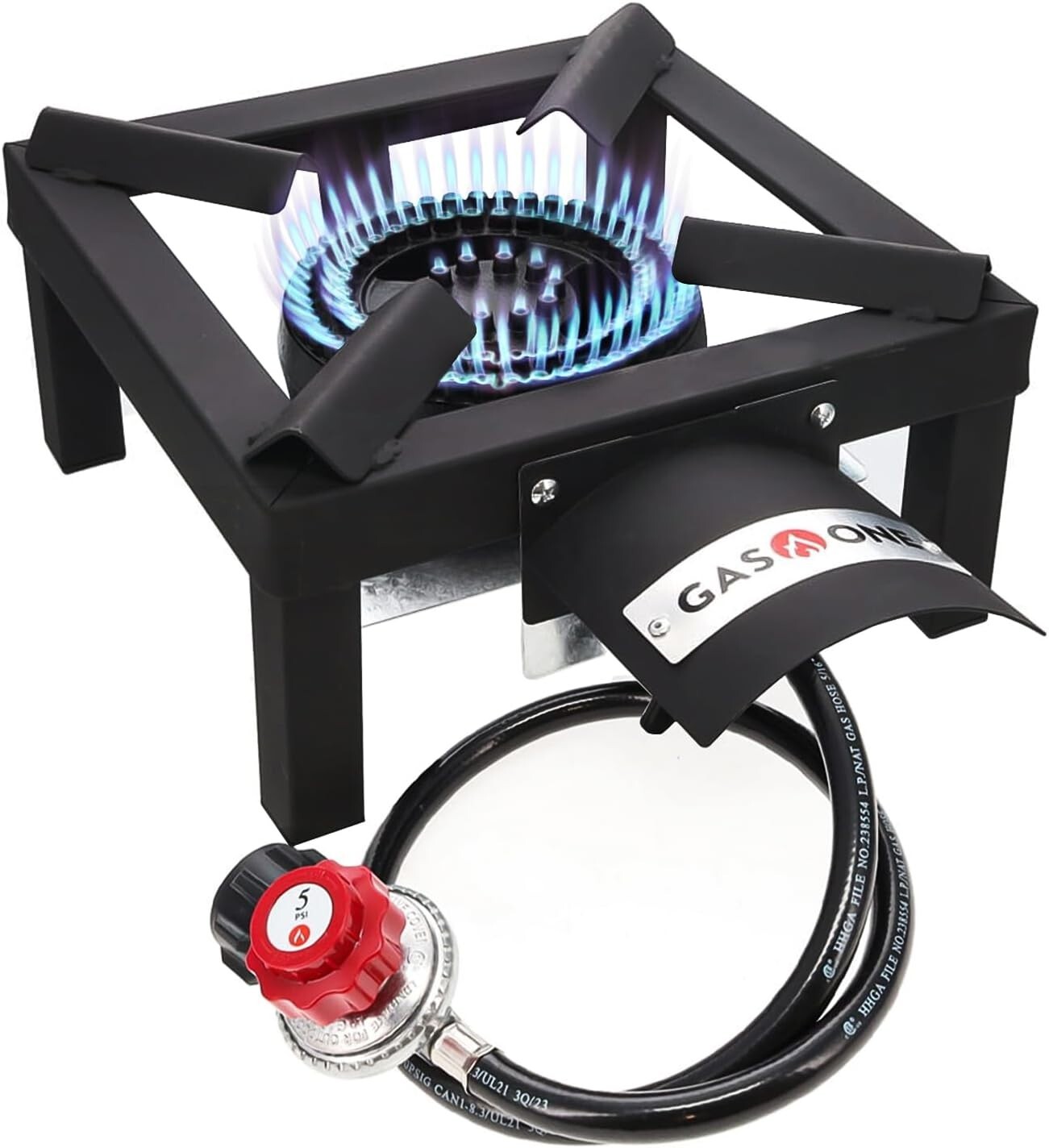 High-Output Outdoor Propane Burner with Heat Shield – Camping Tailgating Cooker