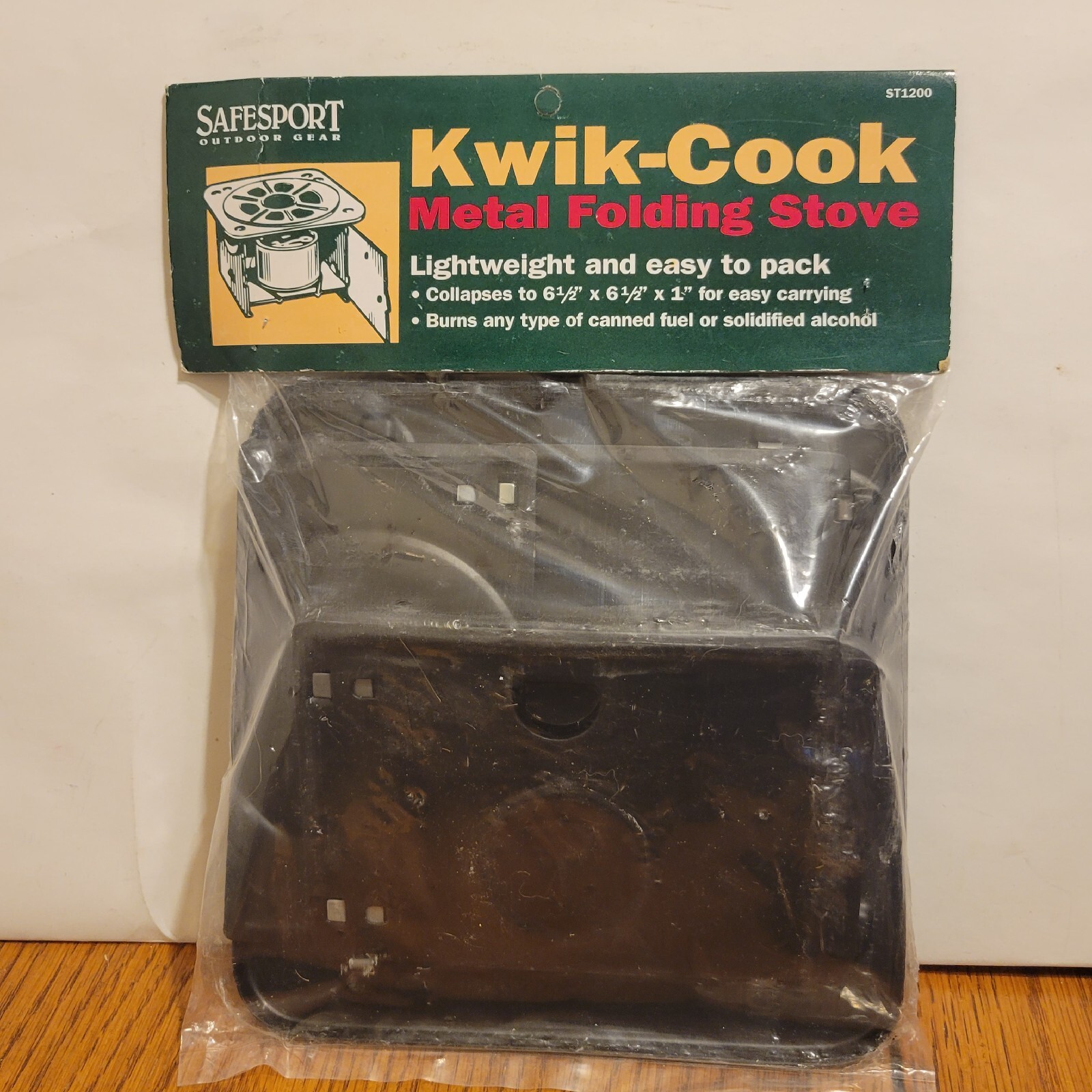 Metal Folding Camp Stove New Old Stock Emergency Safesport Kwik Cook Black.