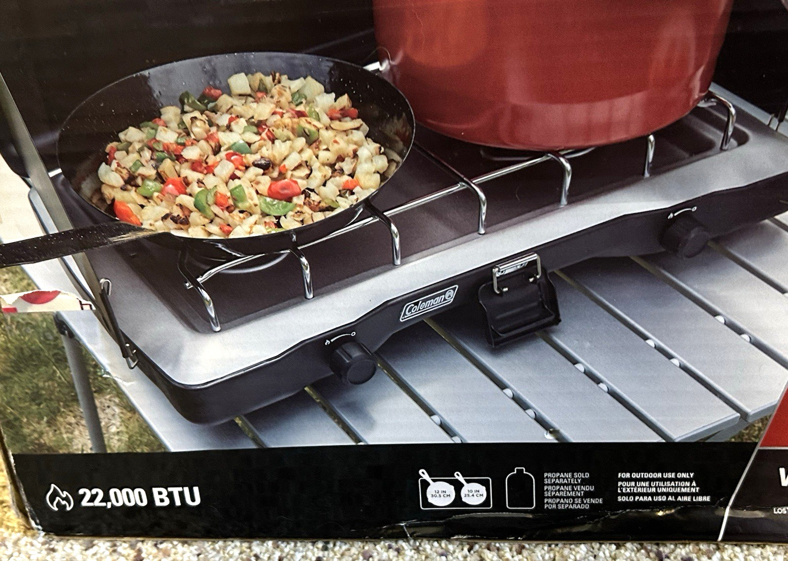 Coleman Triton 2 Burner Portable Propane Camping Stove Matte Black 22000 Btu