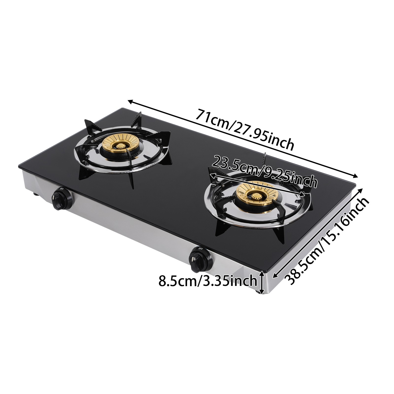2-Burner Gas Stove Countertop Portable Auto Ignition Stove 28.35×14.96×3.15 inch