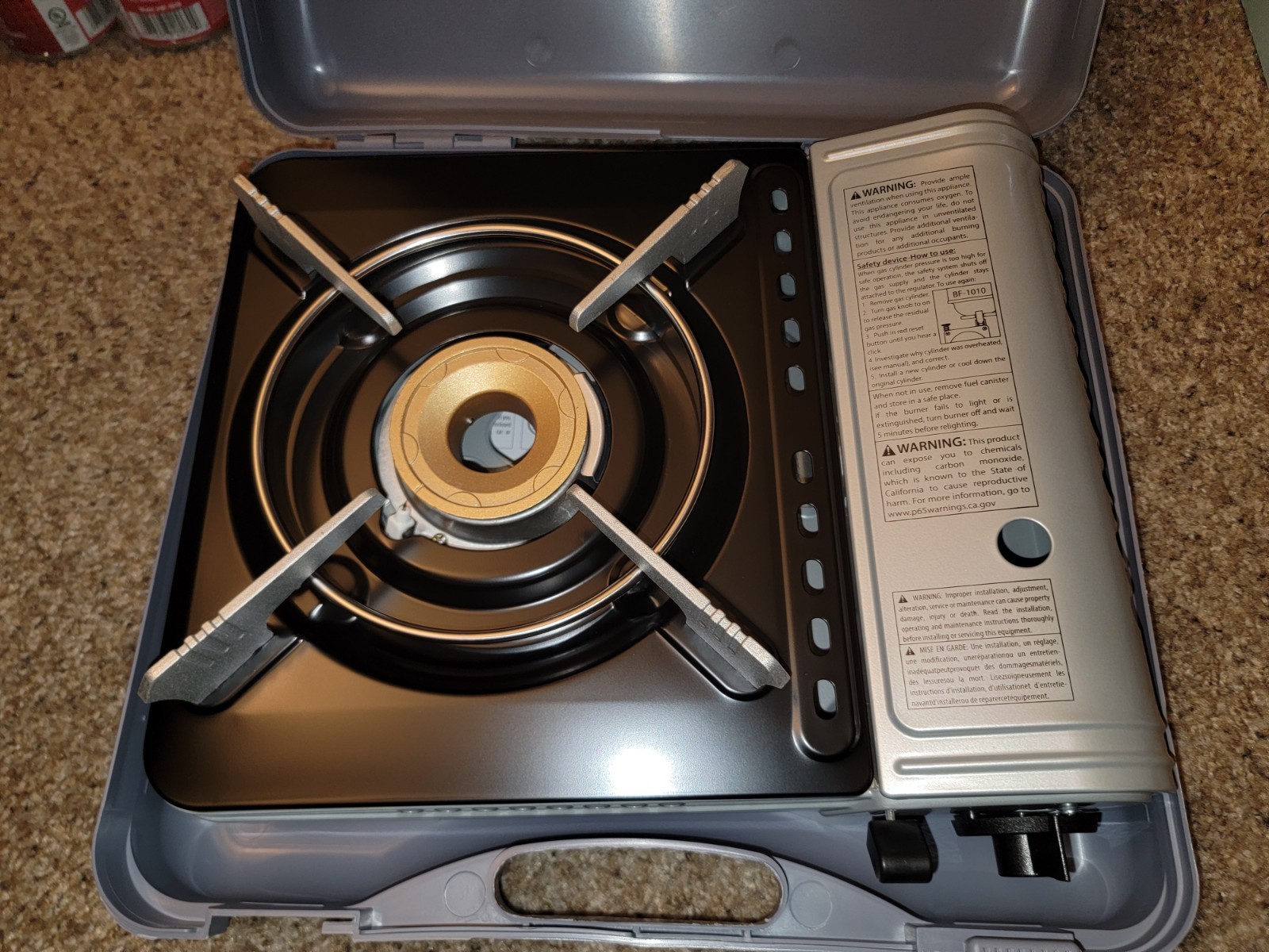 Chef Master Portable Butane Camping Stove 12000 BTU plus 4 cans of fuel
