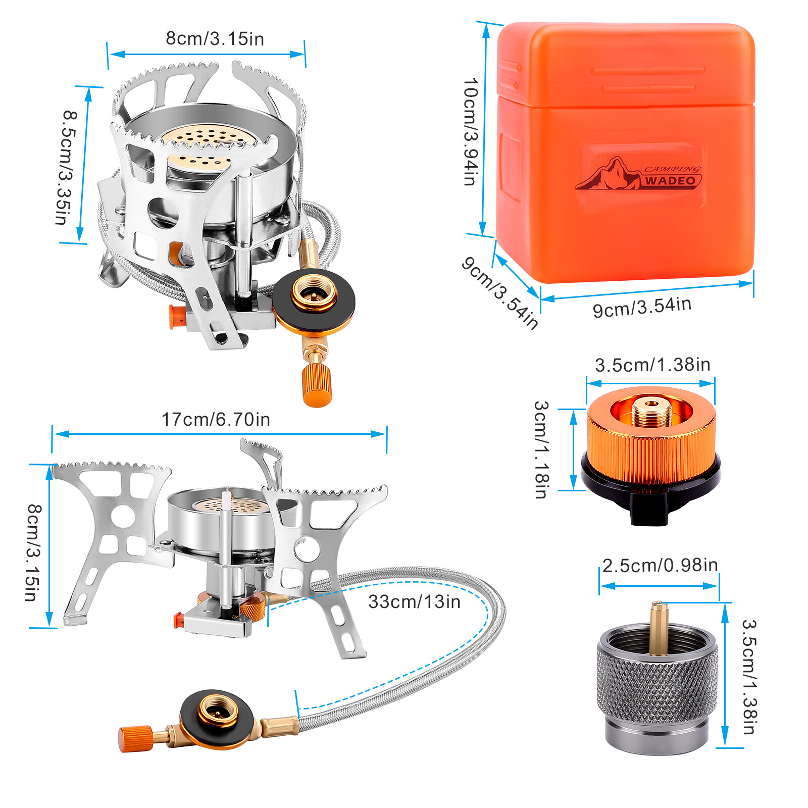 3900W Portable Backpacking Stove Camping Gas Stove 1LB Propane Tank Adapter