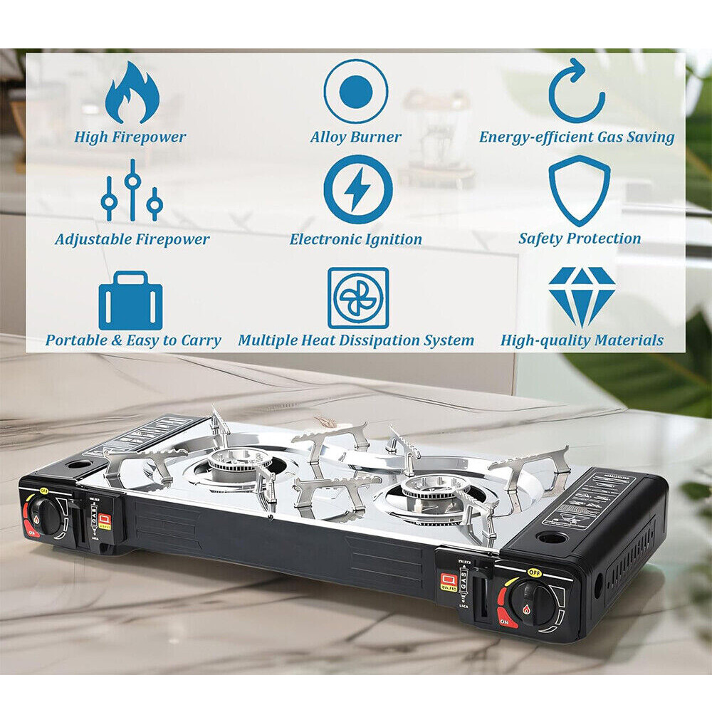 5600W Camping Stove Double Burner Propane&Butane Dual Fuel Brass Cooking Burner