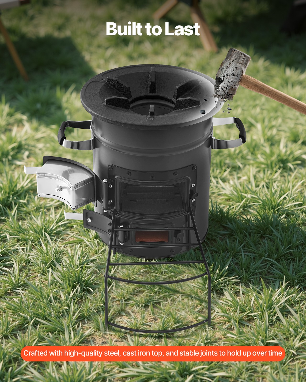 VEVOR Camping Rocket Stove Wood Burning Portable Rocket Stove with Double Door