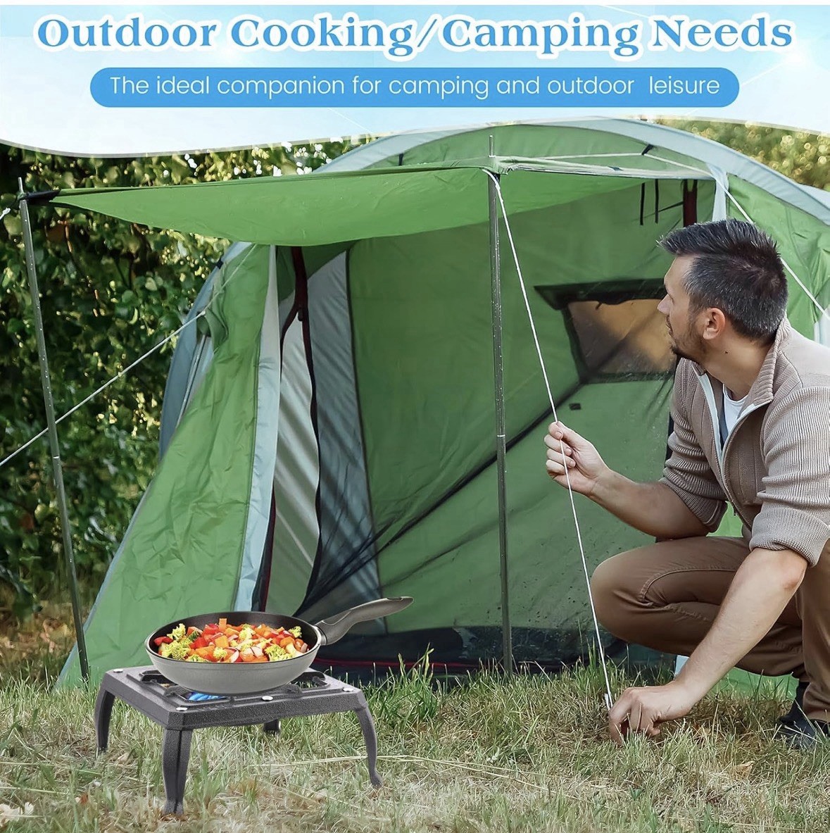 2 Pack-Portable Single Burner Cast Iron Propane LPG Gas Stove Outdoor Camping