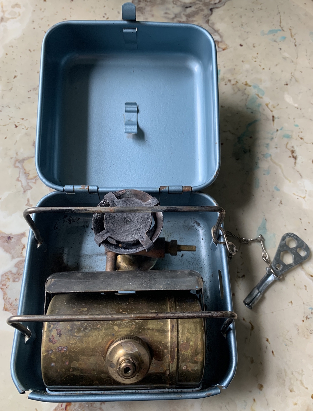 Vintage OPTIMUS 8R Single Burner Backpacking Camping Stove Blue Made In Sweden