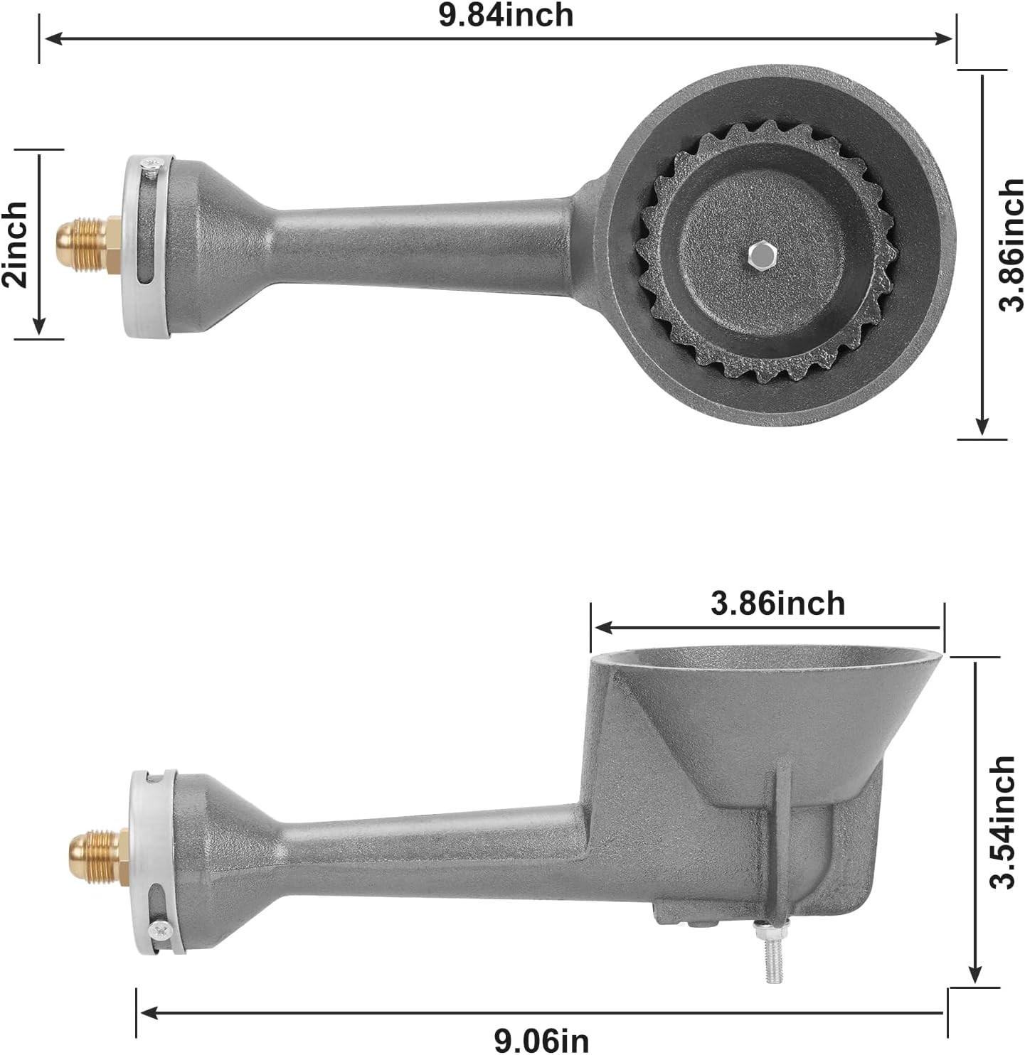 Propane Cast-Iron Round Burner 4FT 20 PSI High Pressure Regulator Hose Fitting