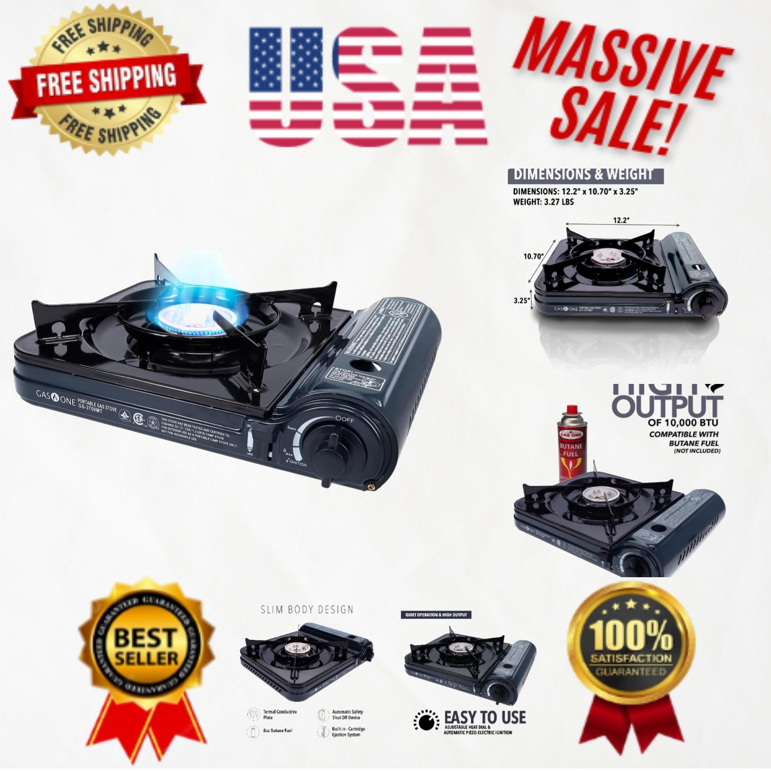 Compact 10,000 BTU Butane Stove with Safety Features – Camping Essential