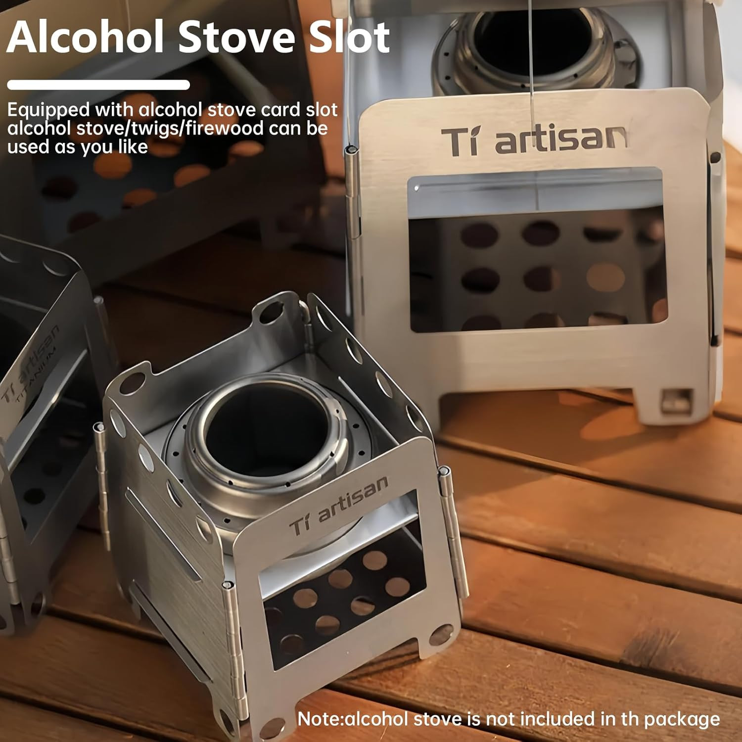 Titanium Wood Stove Foldable Portable Alcohol Stove Titanium Wood Burning Stove