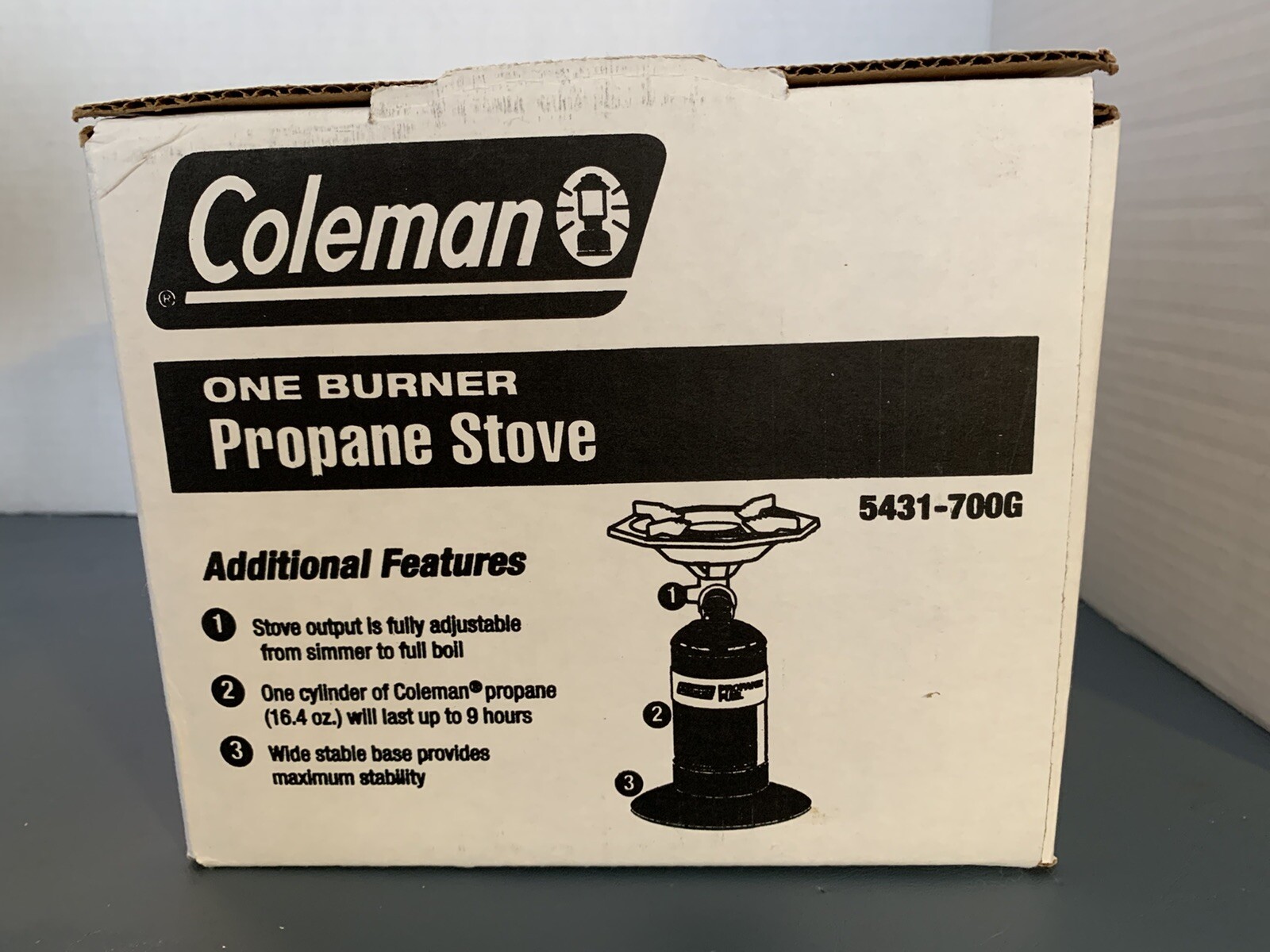 COLEMAN – ONE BURNER PROPANE STOVE (#5431-700G) 10,000 BTU With Original Box NIB