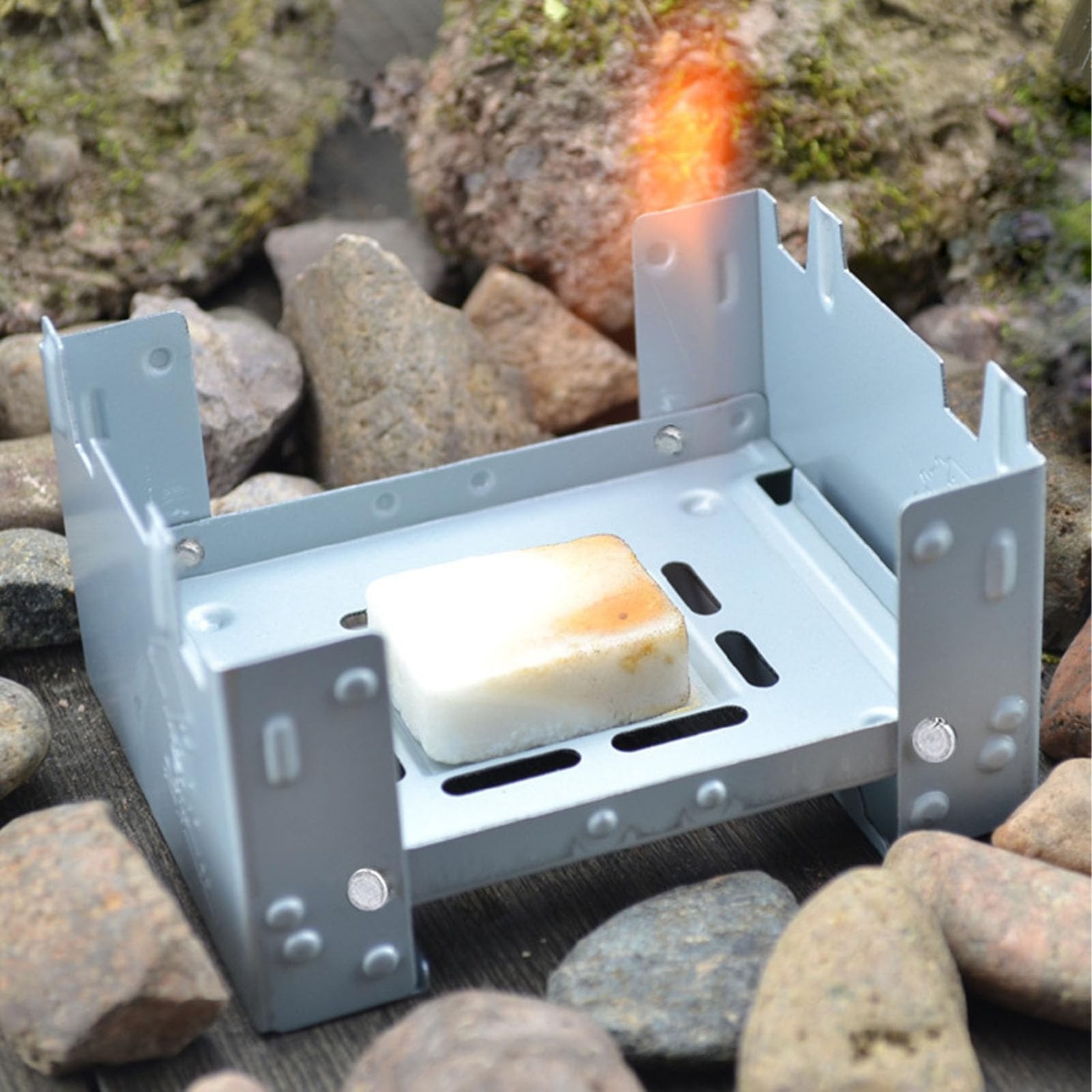 2pcs Folding Alcohol Stove Metal Portable Camping Stove High Heat Output Lightwe